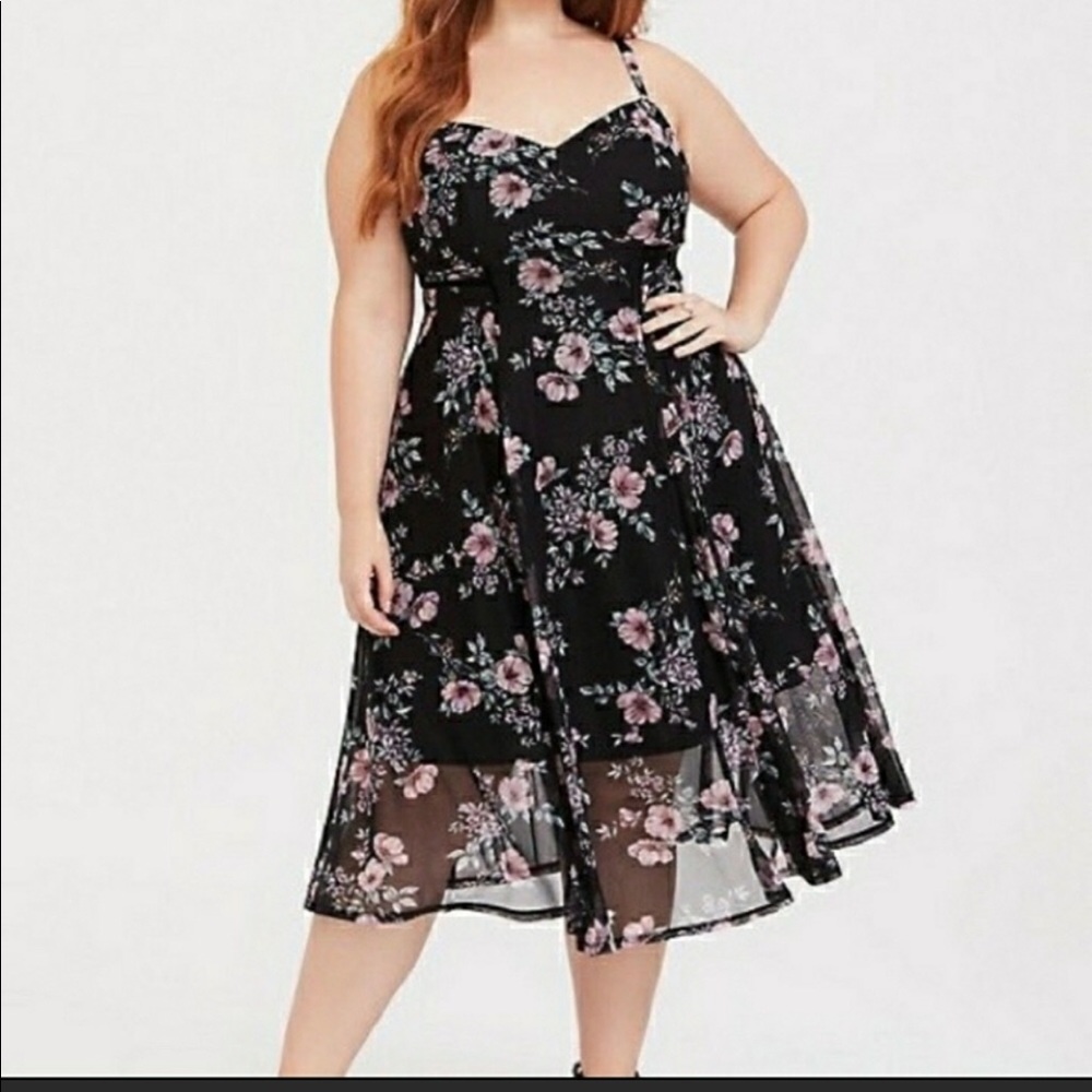 Torrid black floral midi dress 2X